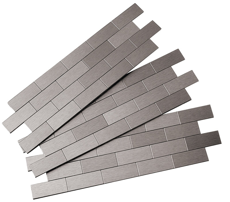 Aspect F9550 Wall Tile, 6 in L, 14 in W, 3/4 in Thick, Aluminum/Polymer, Brushed Stainless Steel