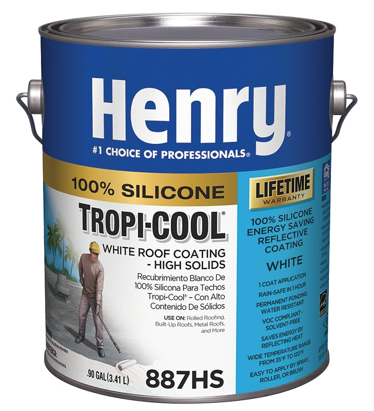 Henry Tropi-Cool Series HE887HS042 Roof Coating, White, 0.9 gal Pail, Liquid
