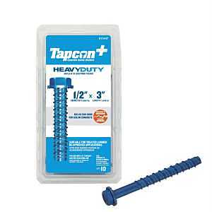 Tapcon+ 11447 Heavy-Duty Anchor, 1/2 in Dia, 3 in L, Steel