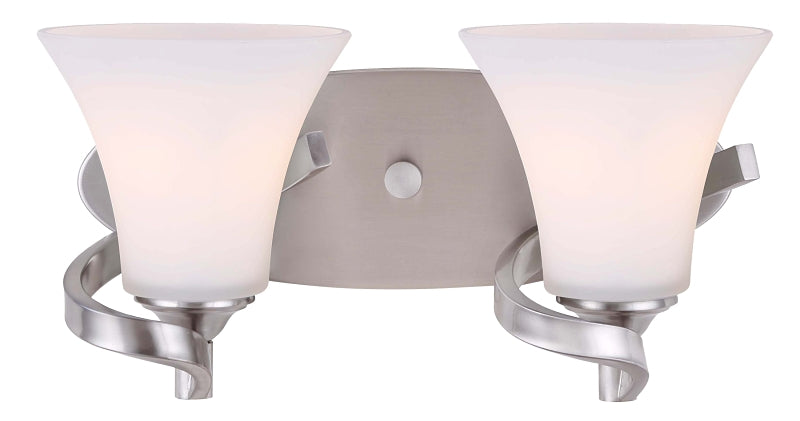 Canarm RUE Series IVL587A02BN Vanity Fixture, 200 W, 2-Lamp, Metal Fixture, Brushed Nickel Fixture