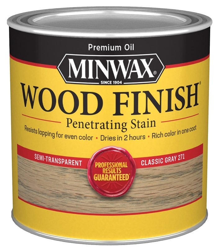 Minwax Wood Finish 227614444 Wood Stain, Classic Gray, Liquid, 0.5 pt, Can