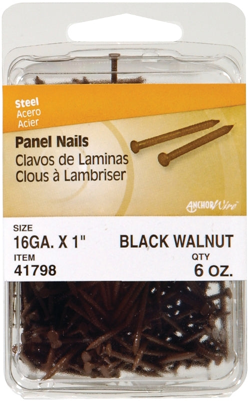 Hillman 41799 Panel Nail, 1-5/8 in L, Steel, Panel Head, Ring Shank, Walnut, 6 oz