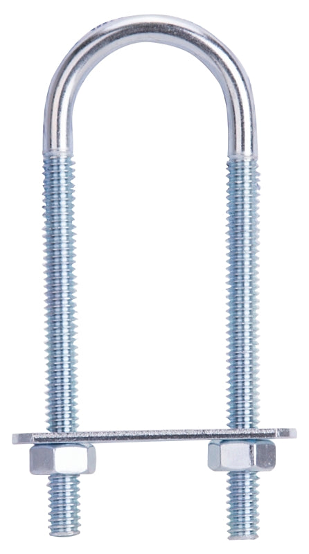 ProSource LR343 U-Bolt, 1/4 in Thread, 2-3/4 in L Thread, Steel, Zinc