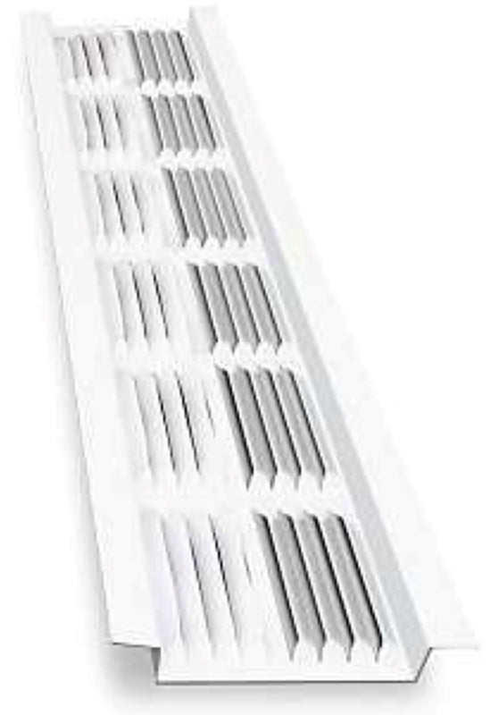 Amerimax VENT8WH-U Soffit Vent, 8 ft L, 2 in W, 61 sq-in Net Free Ventilating Area, Aluminum, White