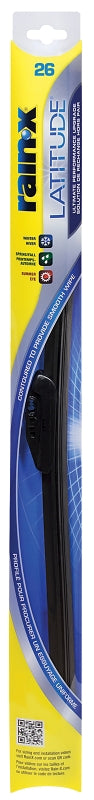 Rain-X Latitude 99826 Wiper Blade, Contoured Blade, 26 in L Blade, Metal/Rubber