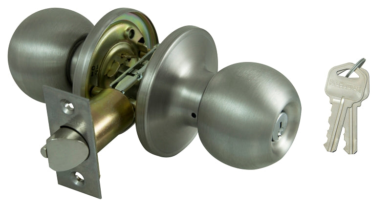 ProSource Entry Knob Lockset, T3 Tubular, Stainless Steel
