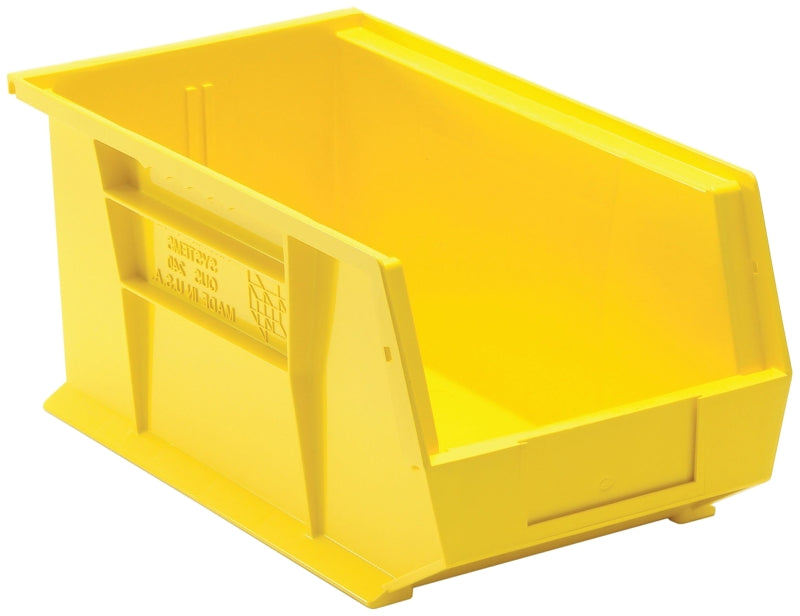 Quantum Storage Systems RQUS240YL Hang and Stack Bin, 60 lb, Polypropylene, Yellow, 14-3/4 in L, 8-1/4 in W, 7 in H
