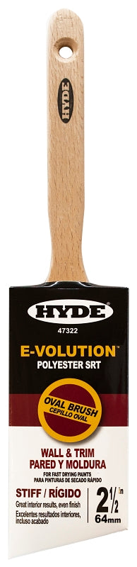 Hyde 47322 Paint Brush, Oval Brush, 2-1/2 in L Bristle, Polyester Bristle