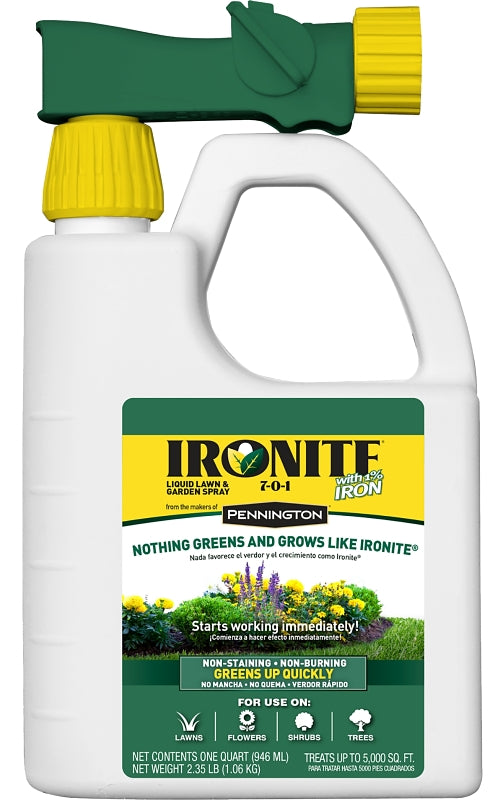 Ironite 100525937 Lawn Fertilizer, 32 oz, Liquid, 7-0-1 N-P-K Ratio