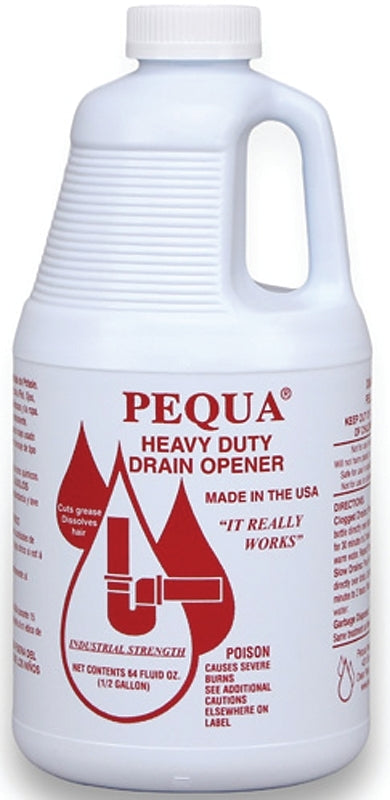 Pequa P-10264 Drain Opener, Liquid, Clear, Odorless, 0.5 gal Bottle