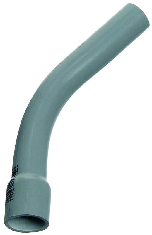 Carlon UA7AGB-CAR Conduit Elbow, 45 deg Angle, 1-1/4 in Plain End, PVC, Gray
