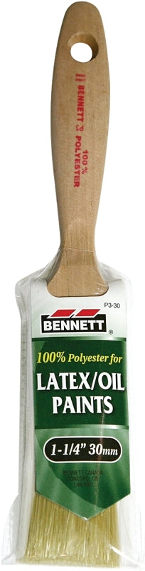 BENNETT P3-30 Paint Brush, 1-1/4 in W, Polyester Bristle