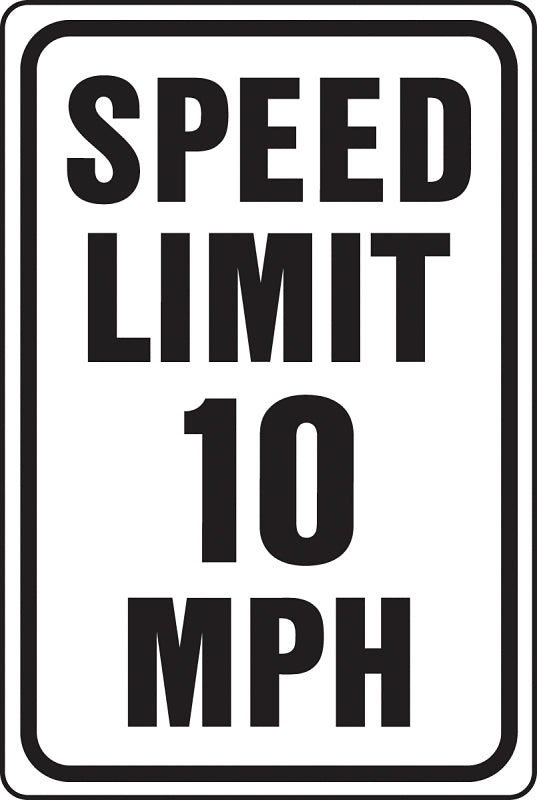 Hy-Ko HW-10 Traffic Sign, Rectangular, SPEED LIMIT 10, Black Legend, White Background, Aluminum