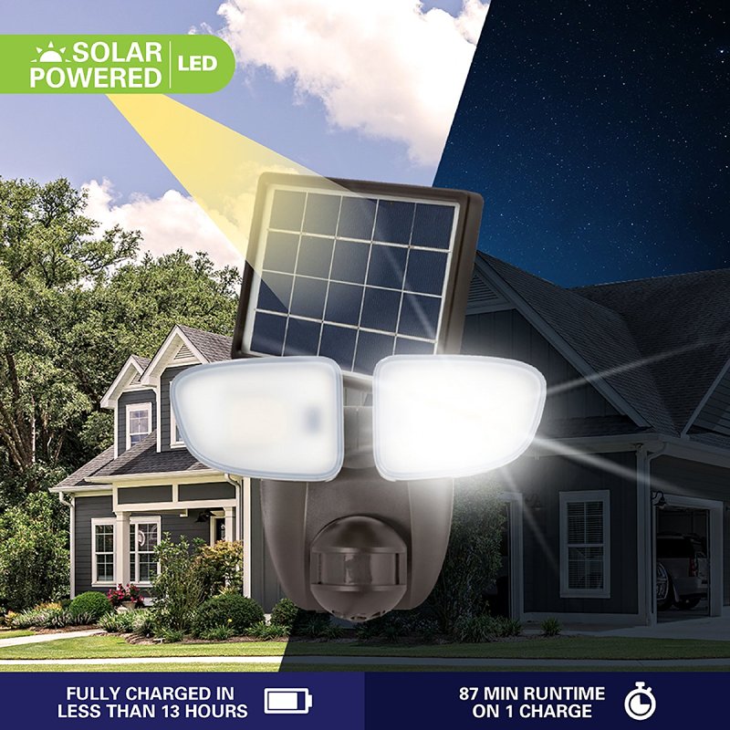 HALO Solar Flood SLFS15AM2B Floodlight, 100 W, 1500 Lumens, 4000 K Color Temp, Polycarbonate Fixture, White Fixture