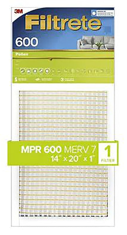 Filtrete 9835 Dust and Pollen Reduction Filter, 20 in L, 14 in W, 7 MERV, 600 um MPR, Synthetic Frame