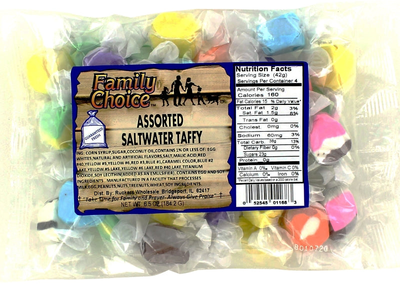 Family Choice 1168 Taffy Candy, Assorted Fruits Flavor, 6.5 oz