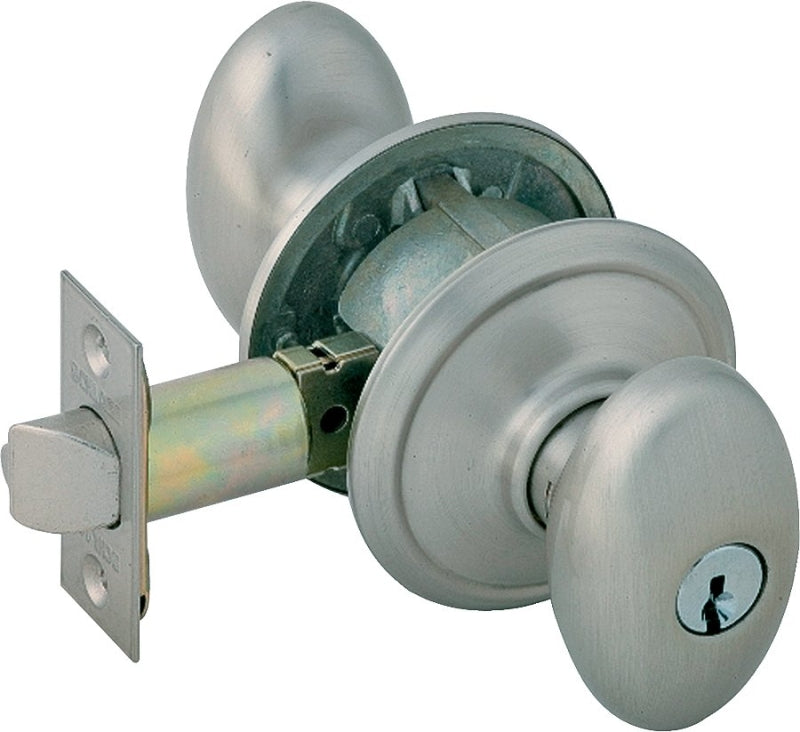 Schlage Siena Series F51A V SIE619 Entry Knob Set, Knob Handle, Satin Nickel, Metal, C Keyway, Residential, Yes