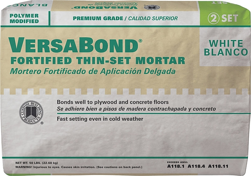 Custom VersaBond Flex Series MTSW50 Thin-Set Mortar, White, Powder, 50 lb, Bag
