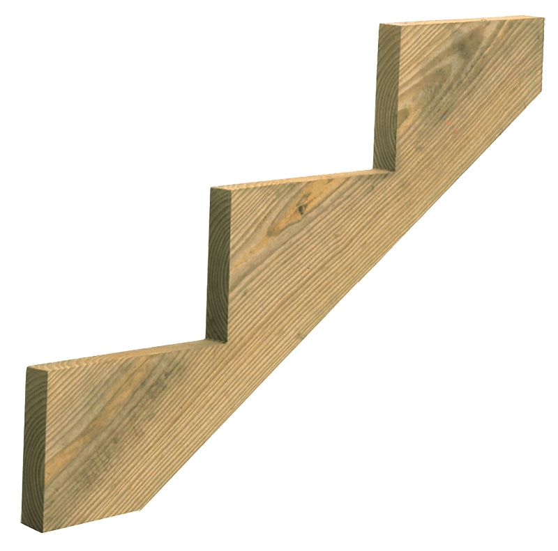 UFP 279712 Stair Stringer, 35.64 in L, 11-1/4 in W, 3-Step, Wood, Yellow, Treated