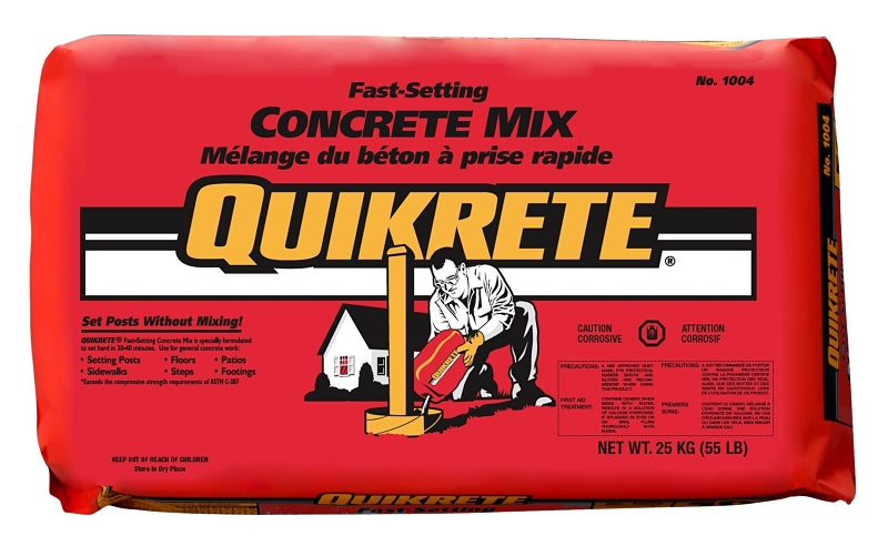 Quikrete 100425 Concrete Mix, Brown/Gray, Granules, 25 kg Bag