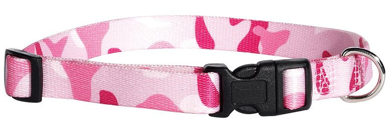 Casual Canine ZA6741 10 75 Dog Collar, D-Ring Link, 10 to 16 in L Collar, 5/8 in W Collar, Nylon, Pink Camo