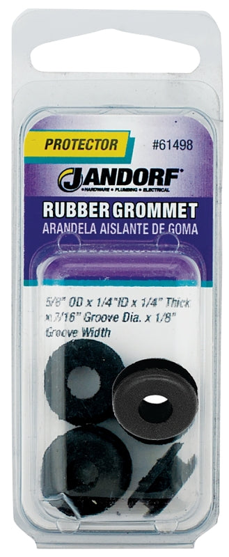 Jandorf 61498 Grommet, Rubber, Black, 1/4 in Thick Panel