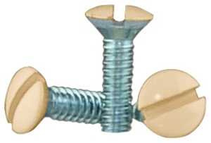Eaton Wiring Devices 231V-BOX Wallplate Screw, 1/2 in L, Slotted Drive, Metal, Ivory