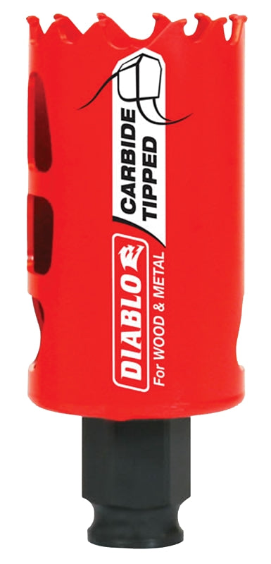 Diablo DHS1500CT GP Hole Saw, 1-1/2 in Dia, 2-3/8 in D Cutting, 3/8 in Arbor, Carbide Cutting Edge