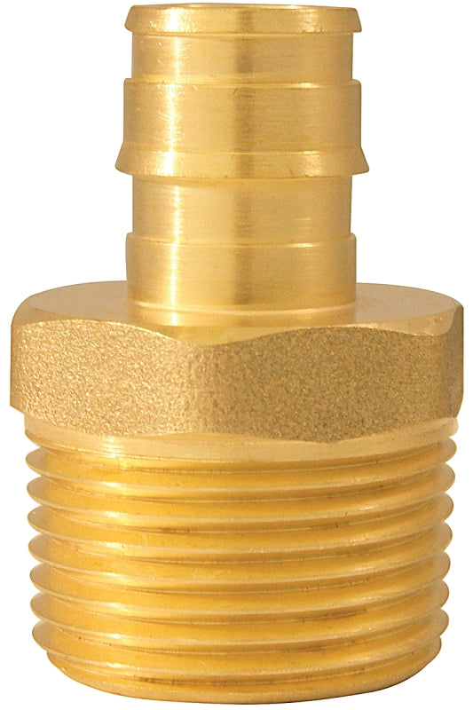 Apollo Valves ExpansionPEX Series EPXMA1234 Reducing Pipe Adapter, 1/2 x 3/4 in, Barb x MNPT, Brass, 200 psi Pressure
