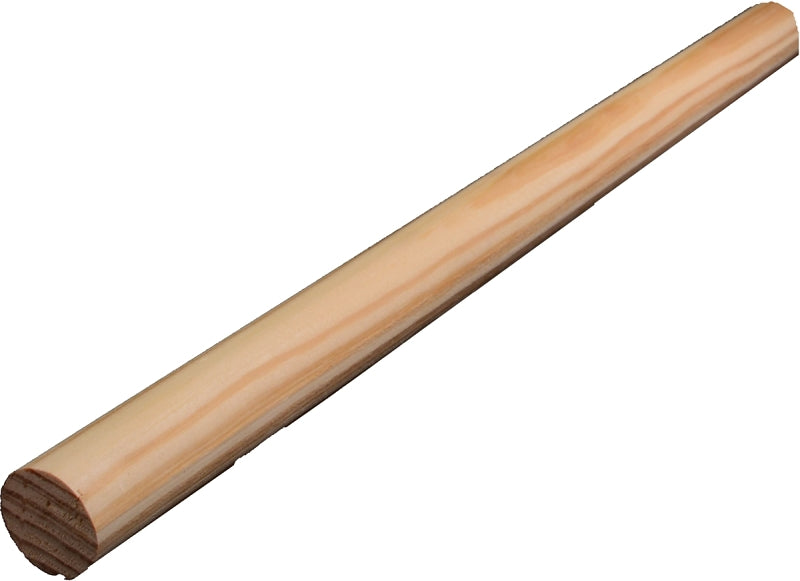 ALEXANDRIA Moulding 00233-20096C1 Round Moulding, 96 in L, 1-9/32 in W, Pine Wood
