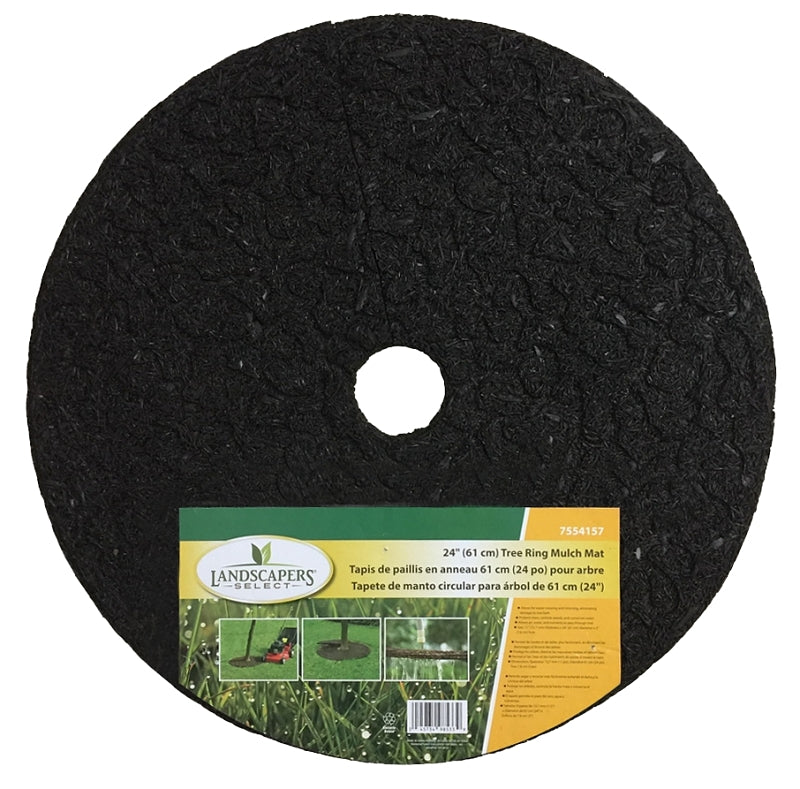 Landscapers Select M-10101-3L Mulch Mat, 24 in Dia, 1/2 in Thick, Crumb Rubber, Dark Brown