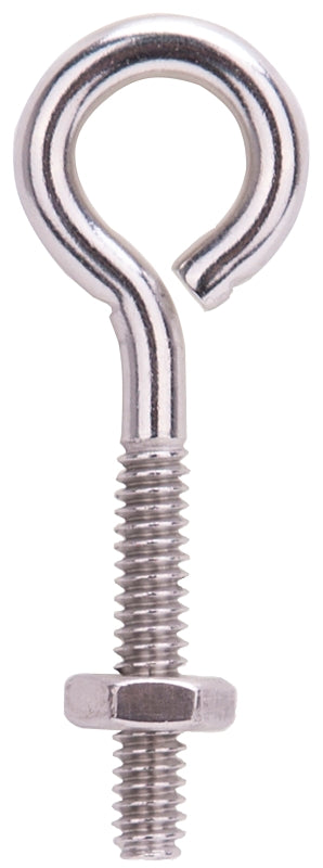 ProSource LR292 Eye Bolt, 4.7 mm Thread, Machine Thread, 1 in L Thread, 3/4 in Dia Eye, 94 lb Working Load