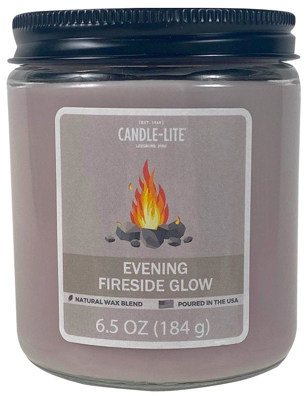 Candle-Lite 4603251 Jar Candle, 6.5 oz Candle, Evening Fireside Glow Fragrance