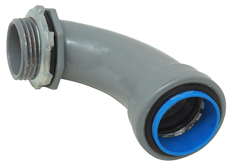 Southwire SIMPush 67600203 Liquidtight Connector, 90 deg Angle, 1/2 in Push-On, PVC