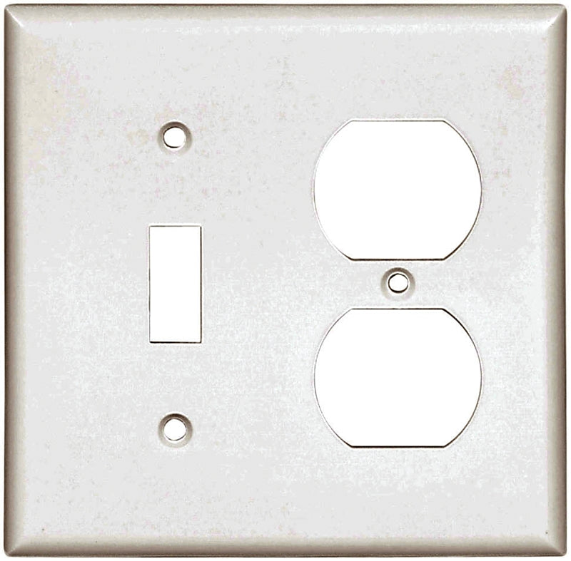 Eaton Cooper Wiring 2138W-BOX Combination Wallplate, 4-1/2 in L, 4.56 in W, 2 -Gang, Thermoset, White, High-Gloss