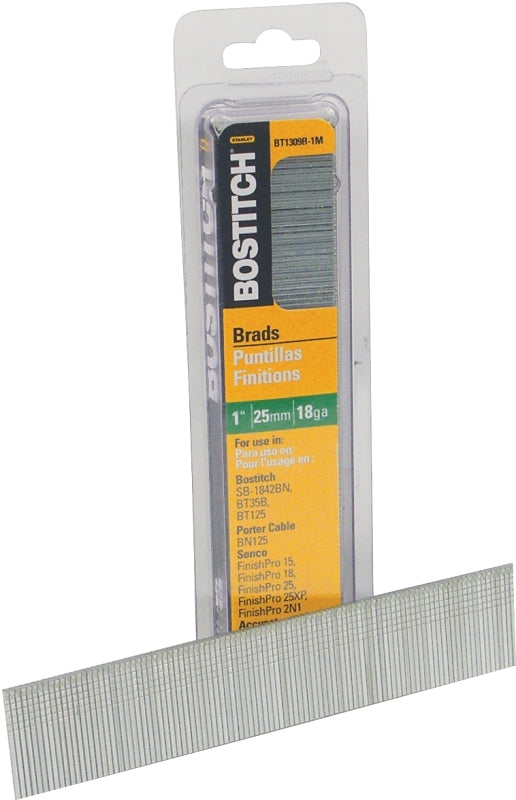 Bostitch BT1309B-1M Nail, 1 in L, 18 Gauge, Steel, Coated, Brad Head, Smooth Shank