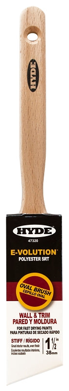 Hyde 47320 Paint Brush, Oval Brush, 1-1/2 in L Bristle, Polyester Bristle