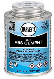 Harvey A-6 Series 018510-24 Solvent Cement, Opaque Liquid, Black, 8 oz Can