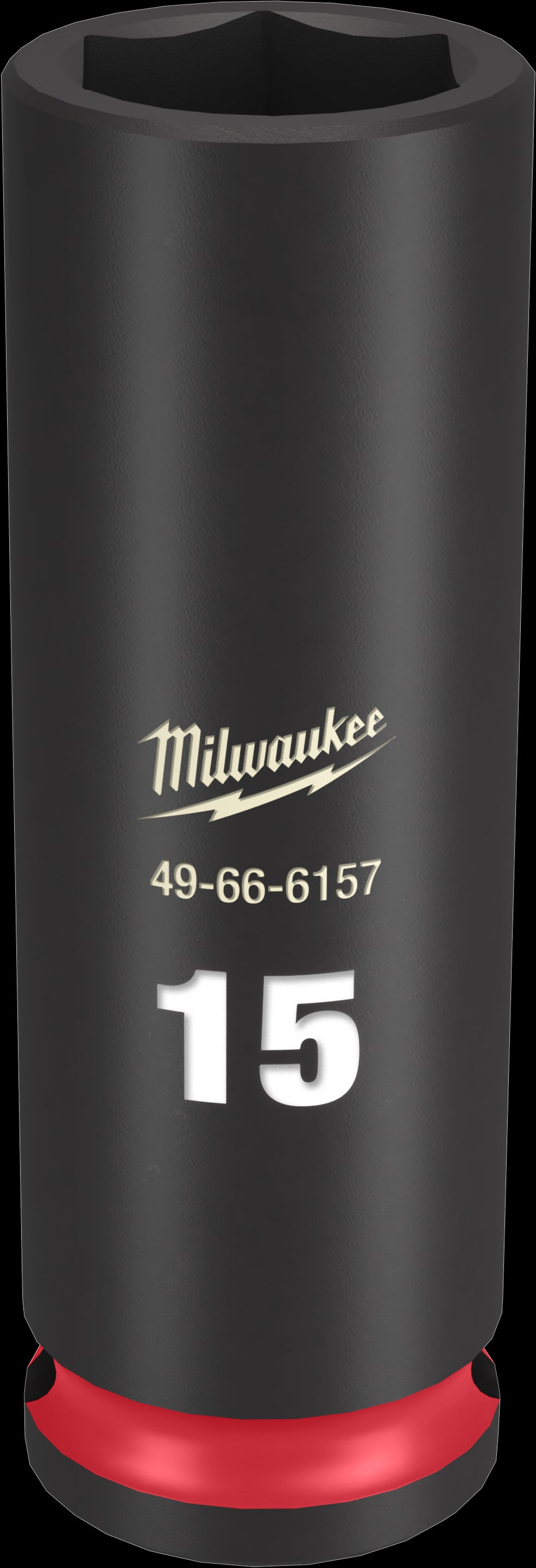 Milwaukee SHOCKWAVE Impact Duty Series 49-66-6157 Deep Impact Socket, 15 mm Socket, 3/8 in Drive, Square Drive, 6-Point