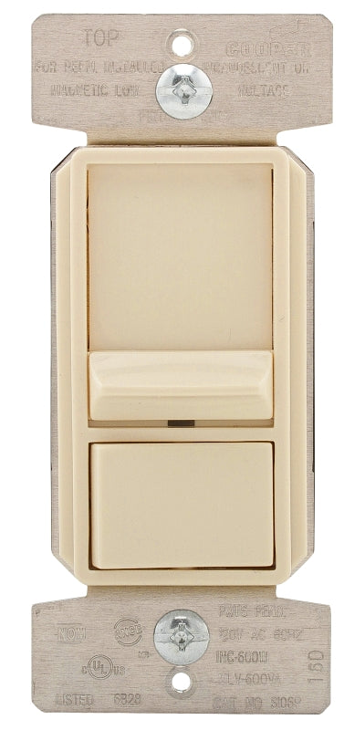 Eaton SUL06P-LA-KB-L Slide Dimmer, 277 V, 2-Gang, Light Almond