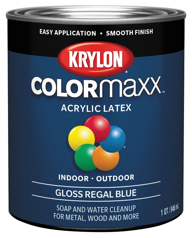 Krylon COLORmaxx K05646007 Interior/Exterior Paint, Gloss, Regal Blue, 32 oz