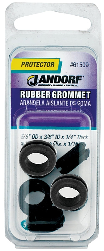 Jandorf 61509 Grommet, Rubber, Black, 1/4 in Thick Panel