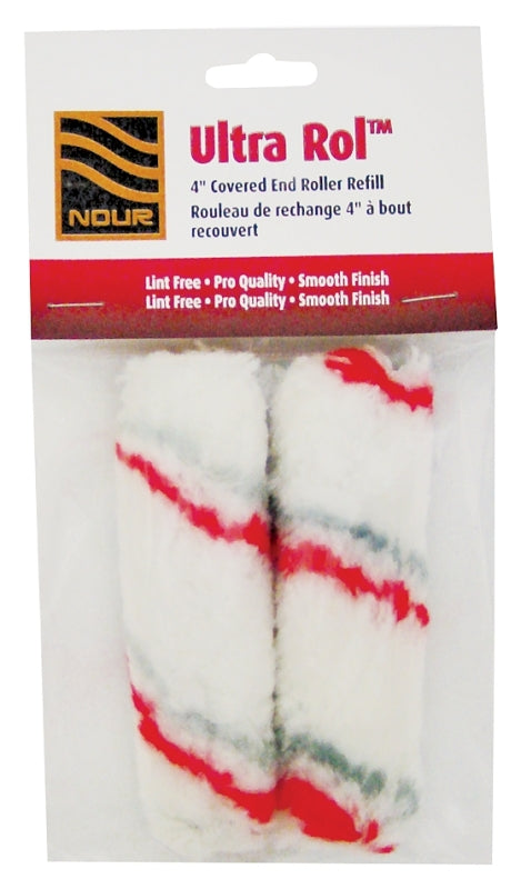 NOUR Z 4U05-2 Roller Refill Pack, 3/8 in Thick Nap, 4 in L, Fabric Cover, Gray/Red