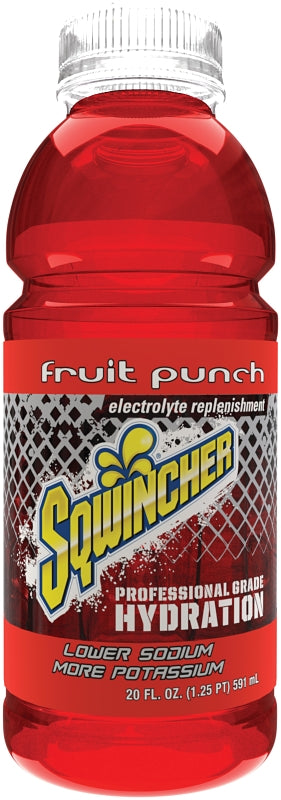 Sqwincher X374-MB600 Ready-to-Drink Hydration, Liquid, Fruit Punch Flavor, 20 oz Bottle