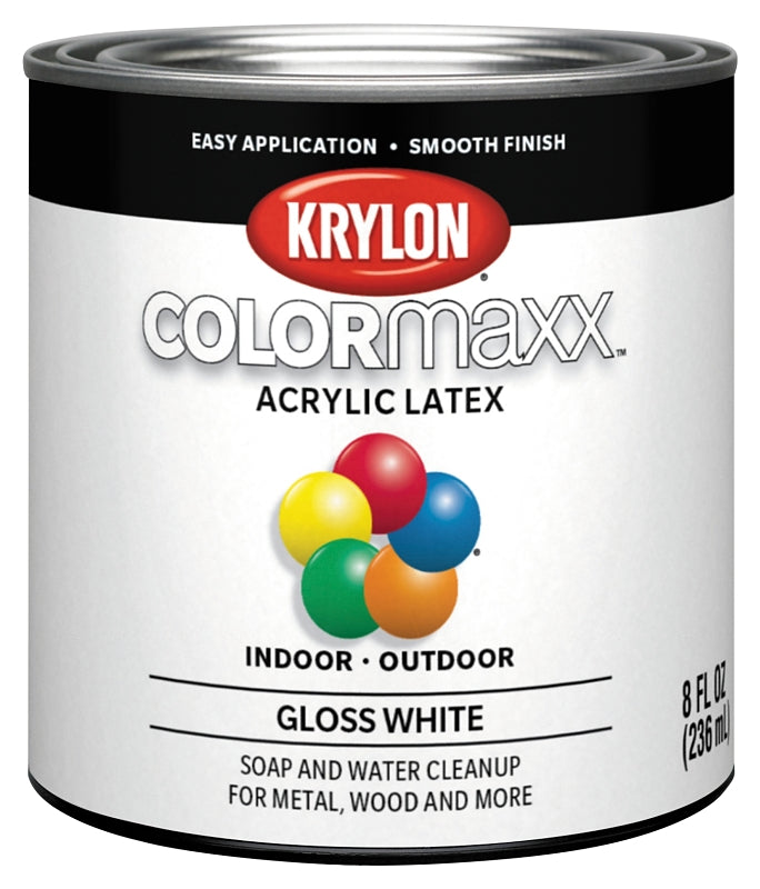 Krylon COLORmaxx K05612007 Exterior Paint, Gloss, White, 8 oz