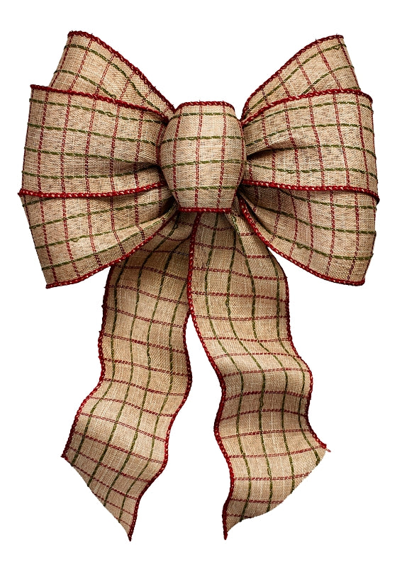 Holidaytrims 6127 Deluxe Bow, Rustic Plaid Design, Fabric