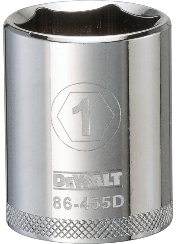 DeWALT DWMT86455OSP Drive Socket, 1 in Socket, 1/2 in Drive, 6-Point, Steel, Polished Chrome Vanadium