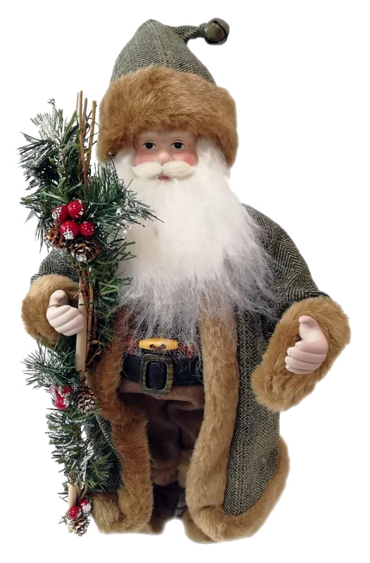 Hometown Holidays 22426 Forest Santa, 6 in L, 4 in W, Brown/Green