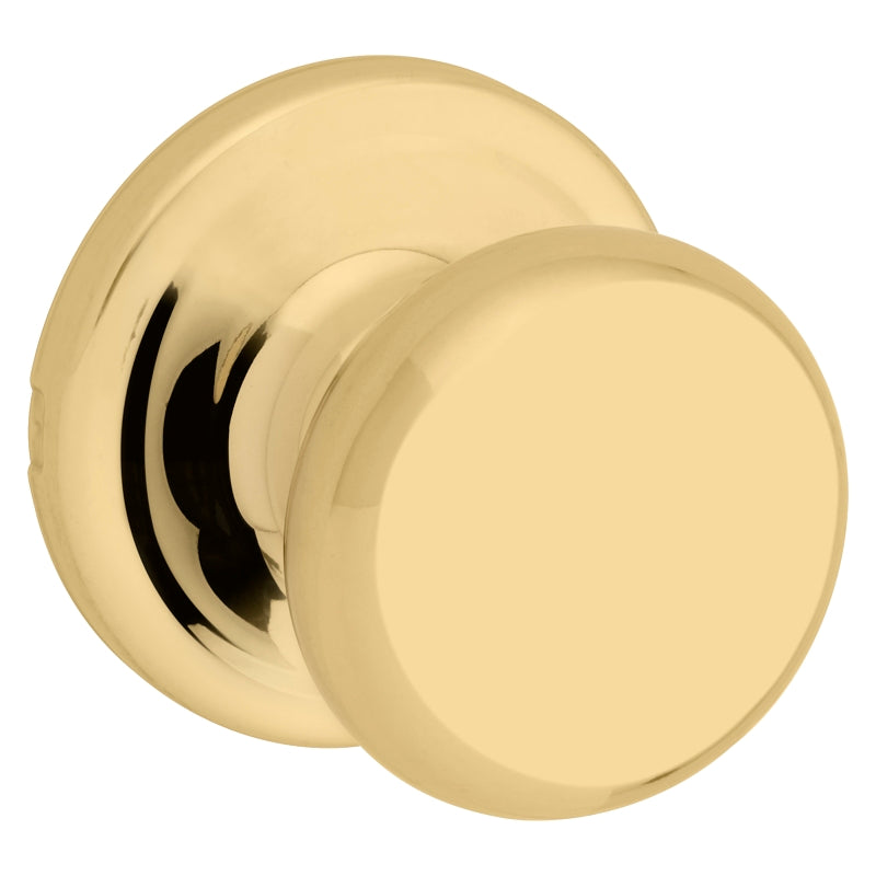 Kwikset 720J 3CP6AL Passage Door Lockset, Knob Handle, Polished Brass, 1-3/8 to 1-3/4 in Thick Door, 2-1/4 in Strike