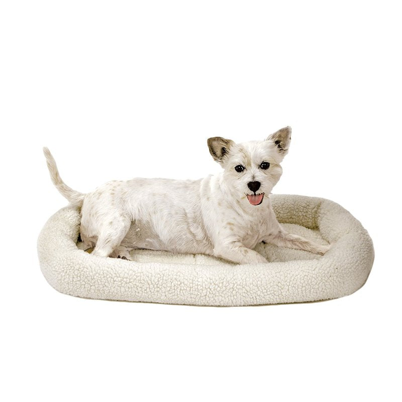 Slumber Pet ZW250 30 Dog Bed, 29-3/4 in L, 18-3/4 in W, Bumper Style Pattern, Sherpa Cover, Natural